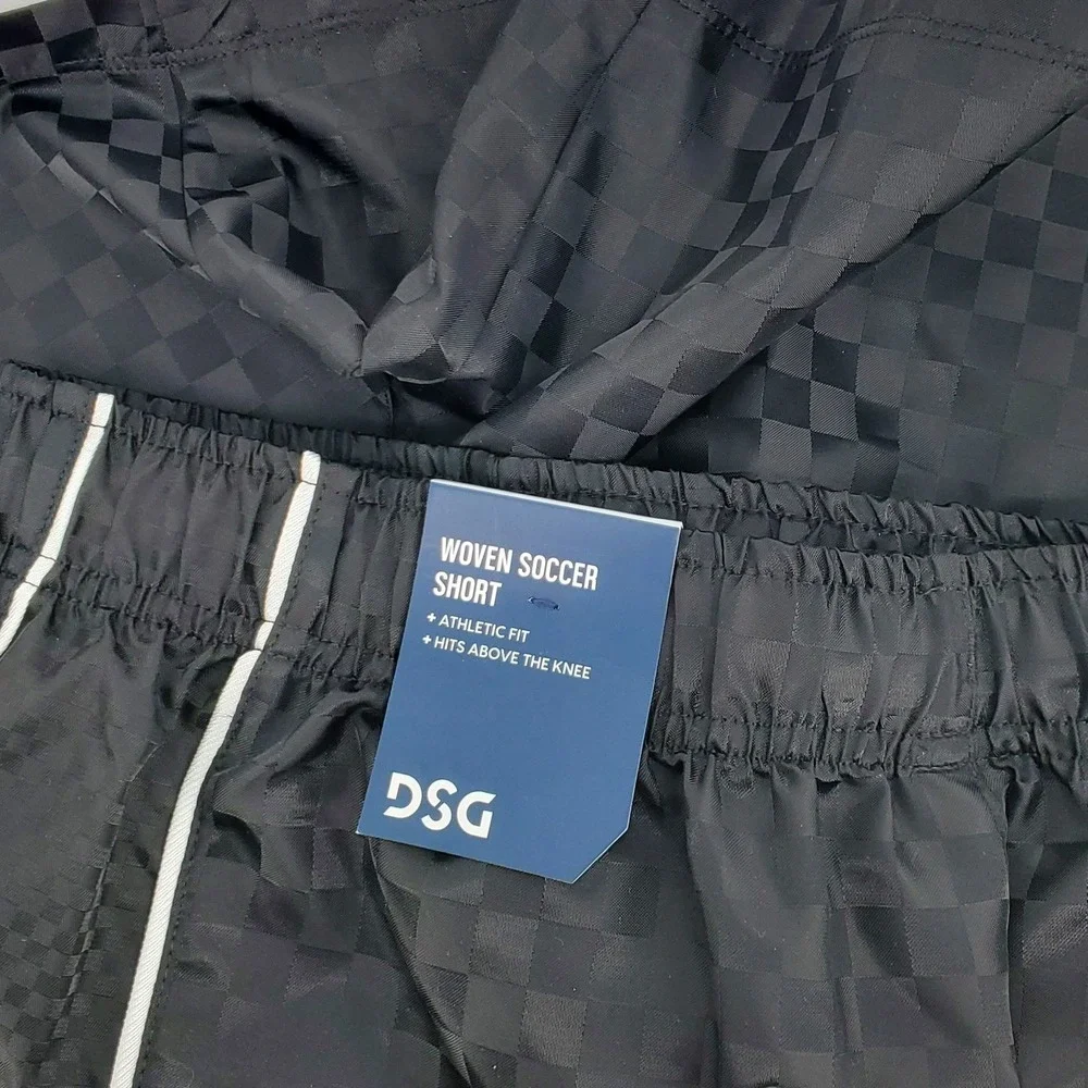 DSG Boys Medium Woven Soccer Shorts Black Elastic Waist Loose Fit Drawstring New